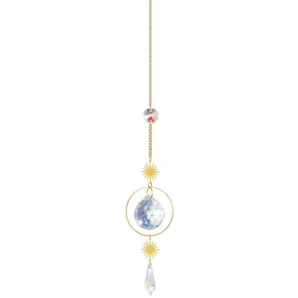 (Style 1) 4 pcs Crystal Wind Chimes-Sun Catcher Star Moon Dream Catcher for Window 30cm