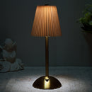 Khaki Elegant Pleated Fabric Table Lamp - 3-Color LED, USB Rechargeable, Touch Dimming-1