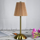 Khaki Elegant Pleated Fabric Table Lamp - 3-Color LED, USB Rechargeable, Touch Dimming-2