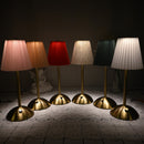 Red Elegant Pleated Fabric Table Lamp - 3-Color LED, USB Rechargeable, Touch Dimming-3