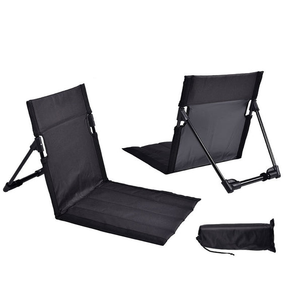 Portable Folding Beach Chair - Reclining Outdoor Seat 68x39.5x40.5cm with Carry Bag in black