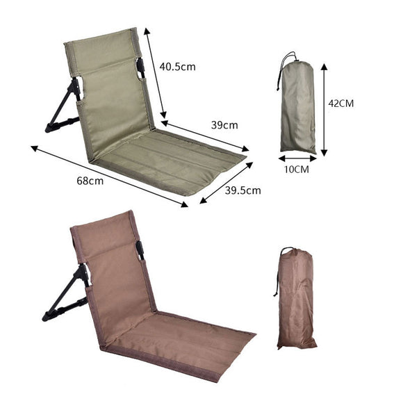 Portable Folding Beach Chair - Reclining Outdoor Seat 68x39.5x40.5cm with Carry Bag in black