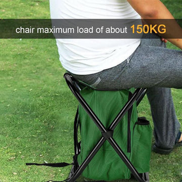 Black Insulated Cooler Backpack Chair - Foldable Stool for Picnics & BBQ - 0