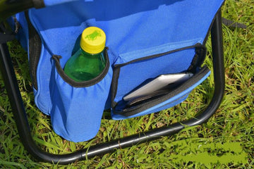 Blue Insulated Cooler Backpack Chair - Foldable Stool for Picnics & BBQ - 0
