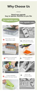 Green And Grey Ultimate 12-in-1 Multi-Functional Vegetable Slicer Dicer Chopper - Mandoline with Storage Containers & Drain Basket-5