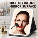 Black Large Foldable LED Makeup Mirror - Portable Desktop Vanity with 3 Color Lights, Stepless Dimming & Adjustable Stand-2