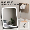 Black Large Foldable LED Makeup Mirror - Portable Desktop Vanity with 3 Color Lights, Stepless Dimming & Adjustable Stand-3