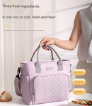 Grey Chic Insulated Lunch Tote Bag - 11L Large Capacity Cooler for Work, Picnic & Travel - Durable Oxford Fabric-3