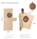Khaki Cozy 4-in-1 Wearable Fleece Poncho Sleeping Bag - Multifunctional Camping Blanket with Detachable Hood-1