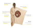 Khaki Cozy 4-in-1 Wearable Fleece Poncho Sleeping Bag - Multifunctional Camping Blanket with Detachable Hood-3