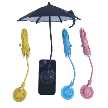 Yellow Magnetic Phone Umbrella Sun Shade - Clear Outdoor Screen Visor, Anti-Glare Mini Parasol for iPhone - 0