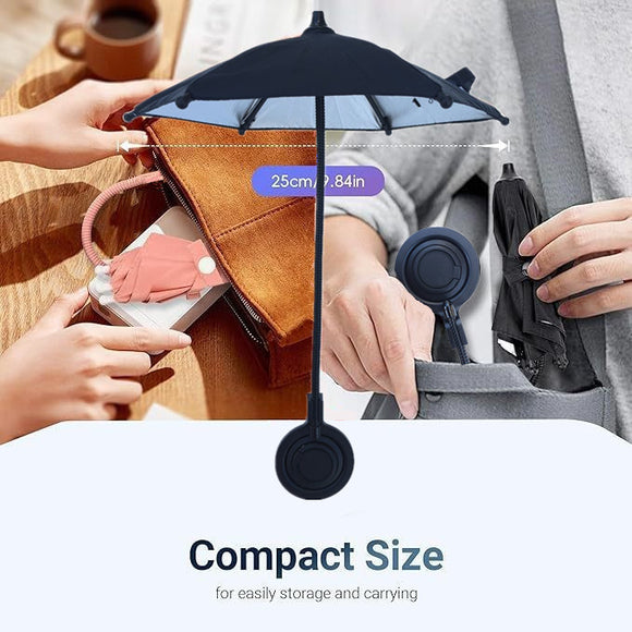 Yellow Magnetic Phone Umbrella Sun Shade - Clear Outdoor Screen Visor, Anti-Glare Mini Parasol for iPhone