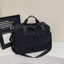 Black Large Capacity Travel Bag with Wet/Dry Separation - Canvas + Polyester, Lightweight Handbag for Short Trips and Fitness, Fits on Luggage-1