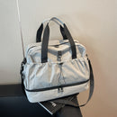 Grey and Black Large Capacity Travel Bag with Wet/Dry Separation - Canvas + Polyester, Lightweight Handbag for Short Trips and Fitness, Fits on Luggage-1