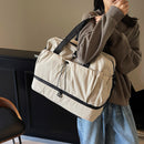 Grey and Black Large Capacity Travel Bag with Wet/Dry Separation - Canvas + Polyester, Lightweight Handbag for Short Trips and Fitness, Fits on Luggage-6