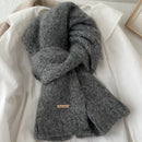 Dark Grey Alpaca Wool Blend Solid Color Knitted Scarf for Women Winter New Style Student High Quality Couple Woolen Neck Warmer-1