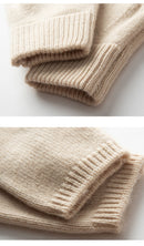 Beige Color Block Cashmere Fingerless Gloves for Women Autumn Winter Outdoor Cold Protection Warm Knitted Gloves-4