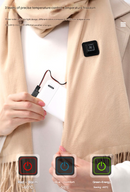 Khaki USB Electric Heated Scarf - 3-Level Heat Setting Winter Neck Warmer-3
