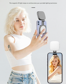 Black Magnetic Foldable Selfie Light with Mirror - Rechargeable LED Fill Light for iPhone & Android Vlogging(Mobile phone is a shooting prop and is not included)-2
