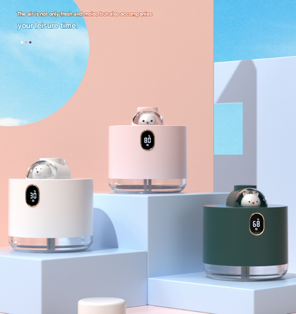 Pink Adorable Space Capsule Humidifier - Portable USB Cool Mist Maker with LED Display & Ambient Night Light