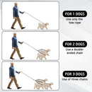 Grey 3-in-1 Tangle-Free Dog Leash for 1-3 Dogs - Heavy Duty Bungee Coupler with Reflective Stitching & Padded Handle-3