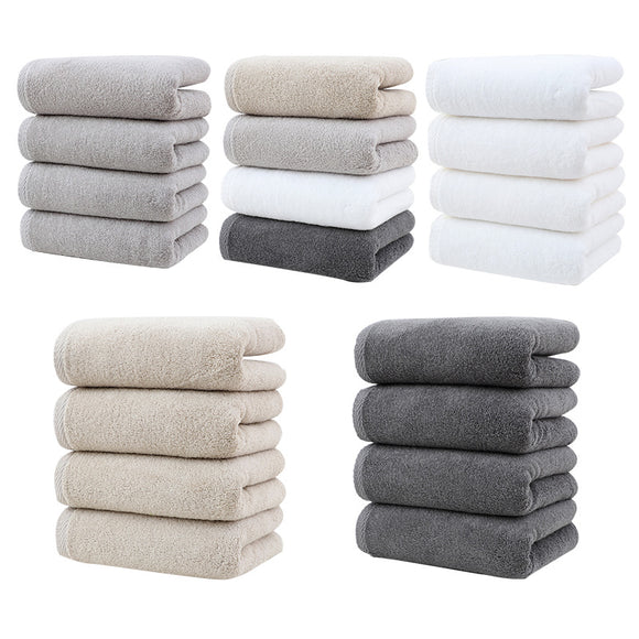 Light Grey Plush Cotton Hand Towel Set (4-Pack) - Ultra Soft, Absorbent & Quick-Drying Face Towels for Bathroom