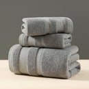 Grey Premium 3-Piece 100% Cotton Towel Set - Ultra Soft, Absorbent & Quick-Dry for Bathroom-1