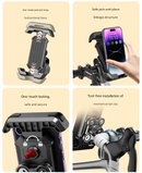 Black Heavy Duty Bike Phone Mount - Anti-Shake Motorcycle Holder with Secure Lock, 360 Rotation Cradle for All-Terrain Cycling-6