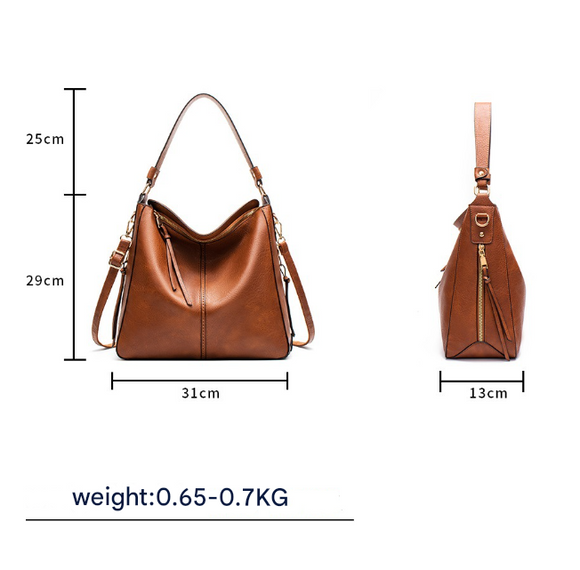 Brown Womens Soft PU Leather Hobo Bag - Large Casual Tote Handbag with Adjustable Crossbody Strap