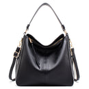 Black Womens Soft PU Leather Hobo Bag - Large Casual Tote Handbag with Adjustable Crossbody Strap-1