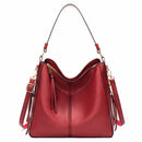 Red Womens Soft PU Leather Hobo Bag - Large Casual Tote Handbag with Adjustable Crossbody Strap-1