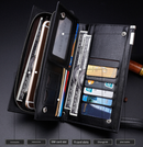 Black Men's Business Casual Long Wallet Clutch - PU Leather Large Capacity Phone & Card Holder with Wrist Strap-5