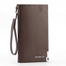 Brown Men's Business Casual Long Wallet Clutch - PU Leather Large Capacity Phone & Card Holder with Wrist Strap-1