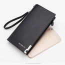 Brown Men's Business Casual Long Wallet Clutch - PU Leather Large Capacity Phone & Card Holder with Wrist Strap-3