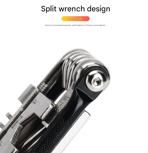 Black and Silver 16 in 1 Bicycle Repair Multi Tool - Compact Folding Bike Tool Kit with Chain Breaker for MTB Road Cycling