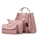 Pink Chic 3-Piece Women's Handbag Set - PU Leather Tote, Crossbody Bag & Clutch Purse-1