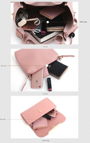 Pink Chic 3-Piece Women's Handbag Set - PU Leather Tote, Crossbody Bag & Clutch Purse-3