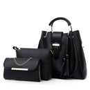 Black Chic 3-Piece Women's Handbag Set - PU Leather Tote, Crossbody Bag & Clutch Purse-1