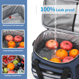Beige Versatile Large-Capacity Picnic Insulated Bag - Detachable Shoulder Strap & Ice Pack - 0
