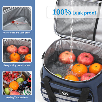 Beige Versatile Large-Capacity Picnic Insulated Bag - Detachable Shoulder Strap & Ice Pack - 0