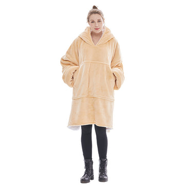 Yellow Oversized Wearable Blanket Hoodie - Ultra Soft & Cozy Snuggle Pullover for Adults
