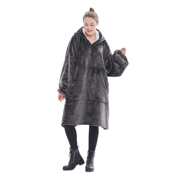 Dark Grey Oversized Wearable Blanket Hoodie - Ultra Soft & Cozy Snuggle Pullover for Adults