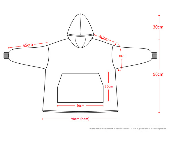 Apple Pattern Oversized Wearable Blanket Hoodie - Ultra Soft & Cozy Snuggle Pullover for Adults