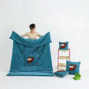 Blue Little Squirrel - 2-in-1 Foldable Car Pillow Blanket - Cozy 40x40cm Pillow, Unfolds to 100x150cm Blanket for Travel and Office Naps-1