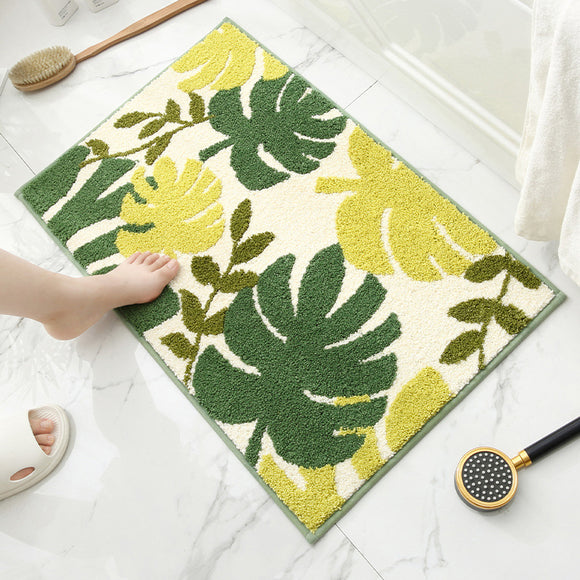 Tropical Rain Forest Jacquard Bathroom Mat - Super Absorbent Non-Slip Rug (40x60cm), Toilet Floor Mat for Bathroom/Bedroom/Entryway