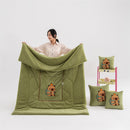 Green Kapybara - 2-in-1 Foldable Car Pillow Blanket - Cozy 40x40cm Pillow, Unfolds to 100x150cm Blanket for Travel and Office Naps-1