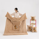 Light Coffee Kapybara - 2-in-1 Foldable Car Pillow Blanket - Cozy 40x40cm Pillow, Unfolds to 100x150cm Blanket for Travel and Office Naps-1