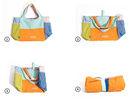 Orange Vibrant Colorblock Foldable Tote Bag Lightweight Reusable Shopping Shoulder Bag-2