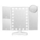 White LED Lighted Tri-Fold Vanity Mirror with 2X/3X/10X Magnification-1