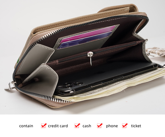 Pink Chic Floral Embroidered 2-in-1 Crossbody Phone Bag with Coin Purse